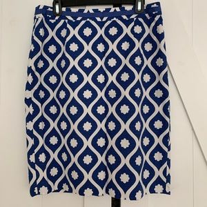 Boden blue & white pencil skirt